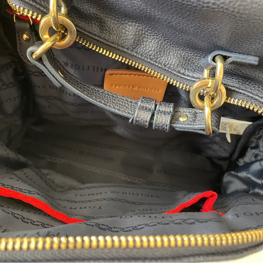 Tommy Hilfiger Navy Leather Mini Backpack with Gold Hardware - Picture 14 of 14